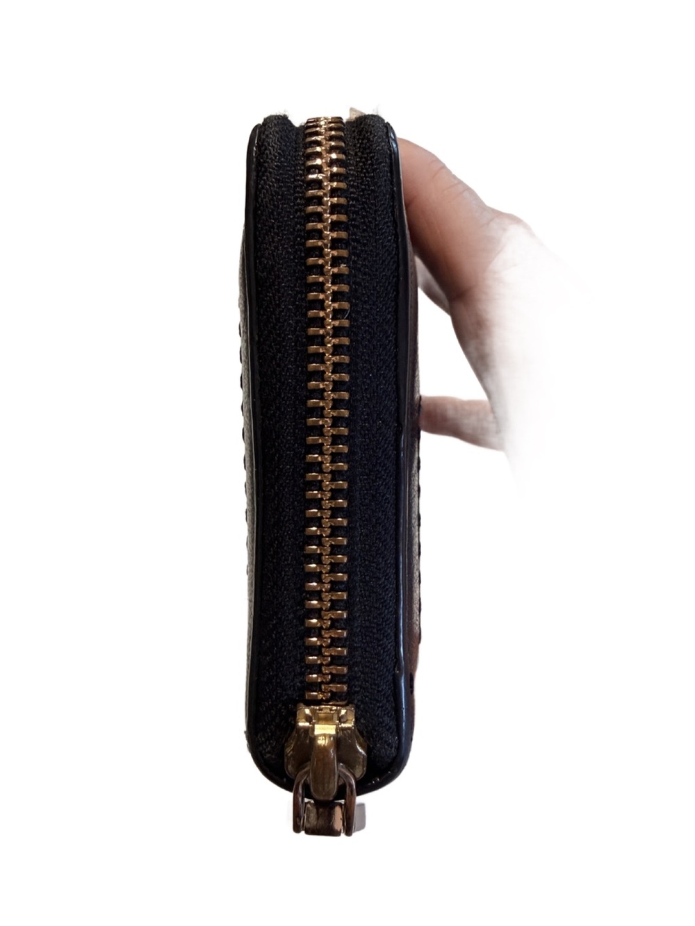 Tory Burch Black Leather Zip-Around Wallet with Gold Logo - Picture 4 of 11